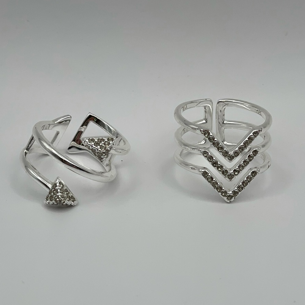 Stella & Dot silver rings, set of 2, adjustable size